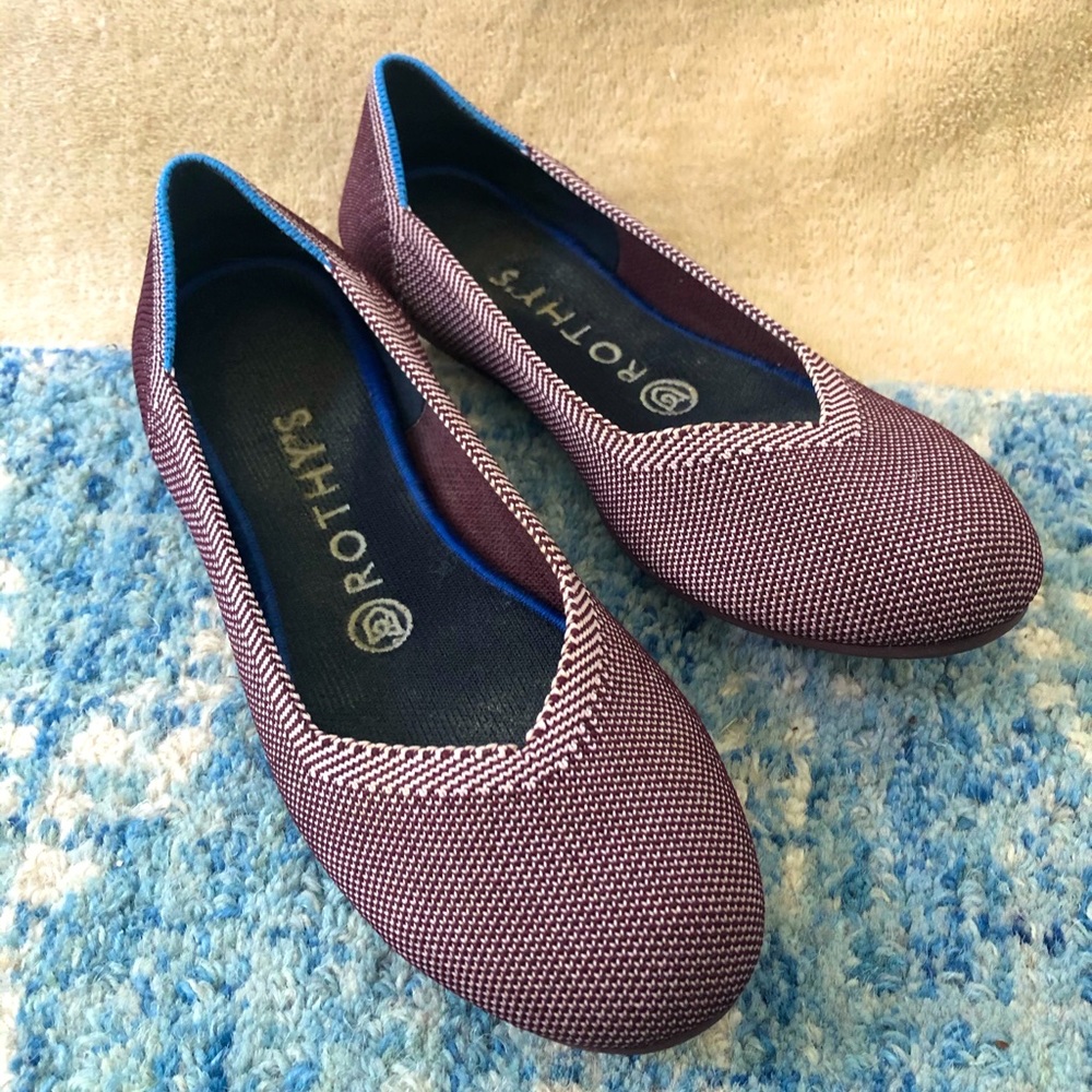 Rothy’s Round Toe Flats in Plum Birdseye (retired)